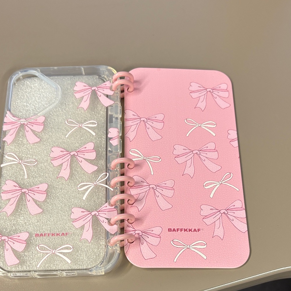 iPhone 16 cover new Cream and Pink Notebook with Clear iphone cover